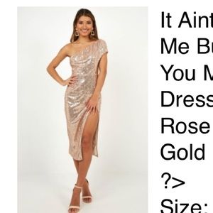 Showpo rose gold sequin dress